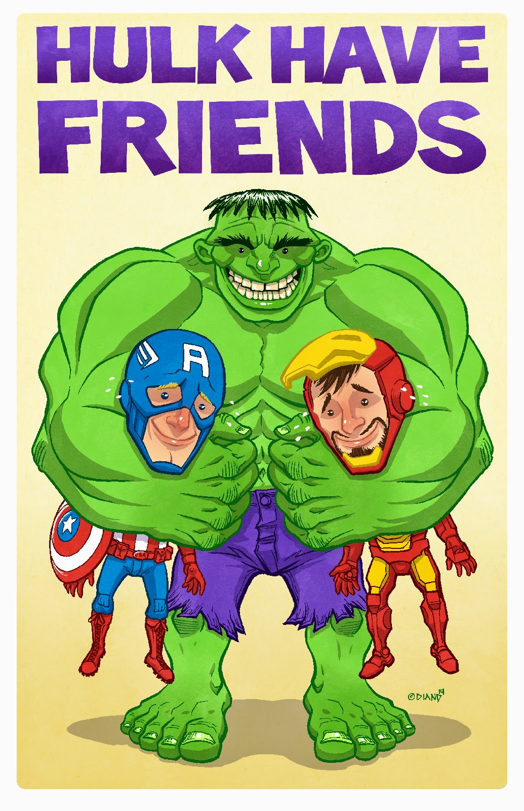 Hulk squeezing friends