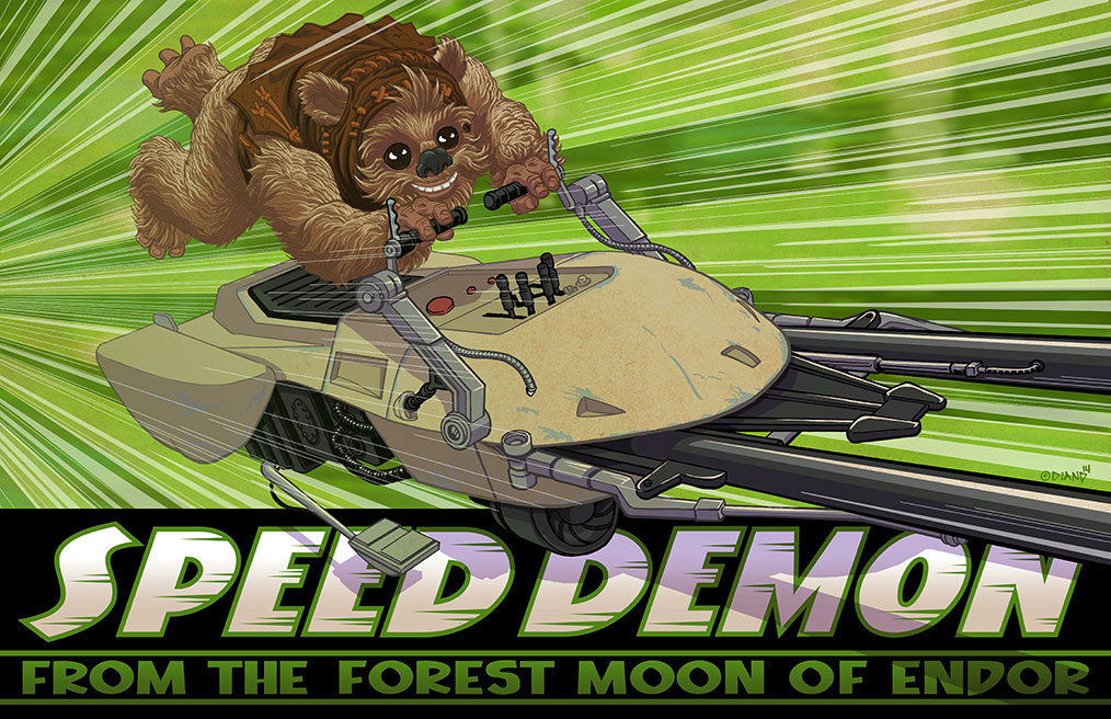 Ewock on a jet bike