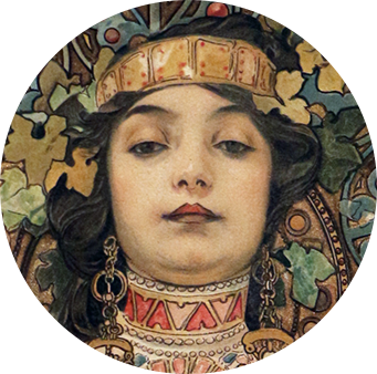  portrait of a woman with a color scheme of browns and greens.